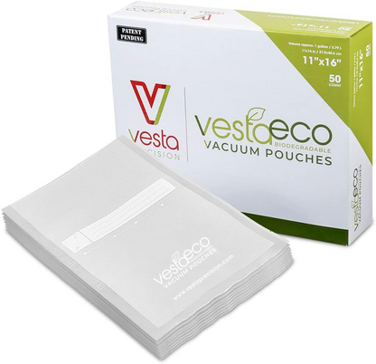 VestaEco Commercially Compostable Vacuum Seal Bags 11 x 16 Inches - 50 Vacuum