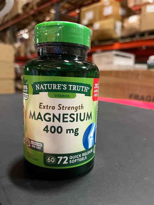 Magnesium 400mg Exp 09/26 Nature's Truth 72 Softgel Capsules Extra Strength
