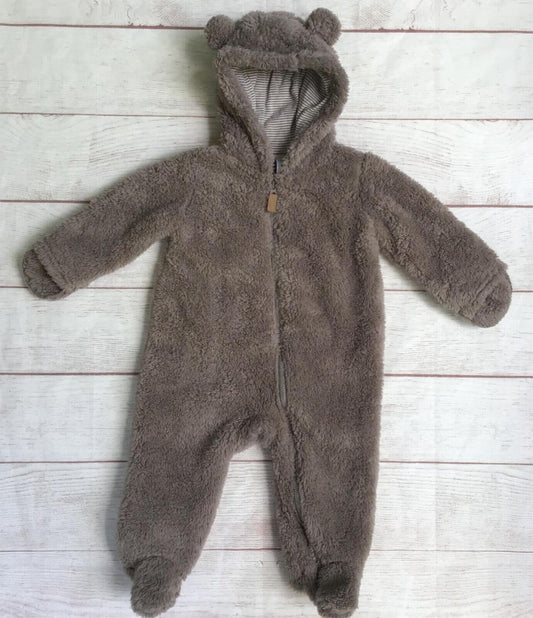 Carter's Baby Boy Brown Teddy Bear Romper Size 6 Months Plush Snowsuit Costume