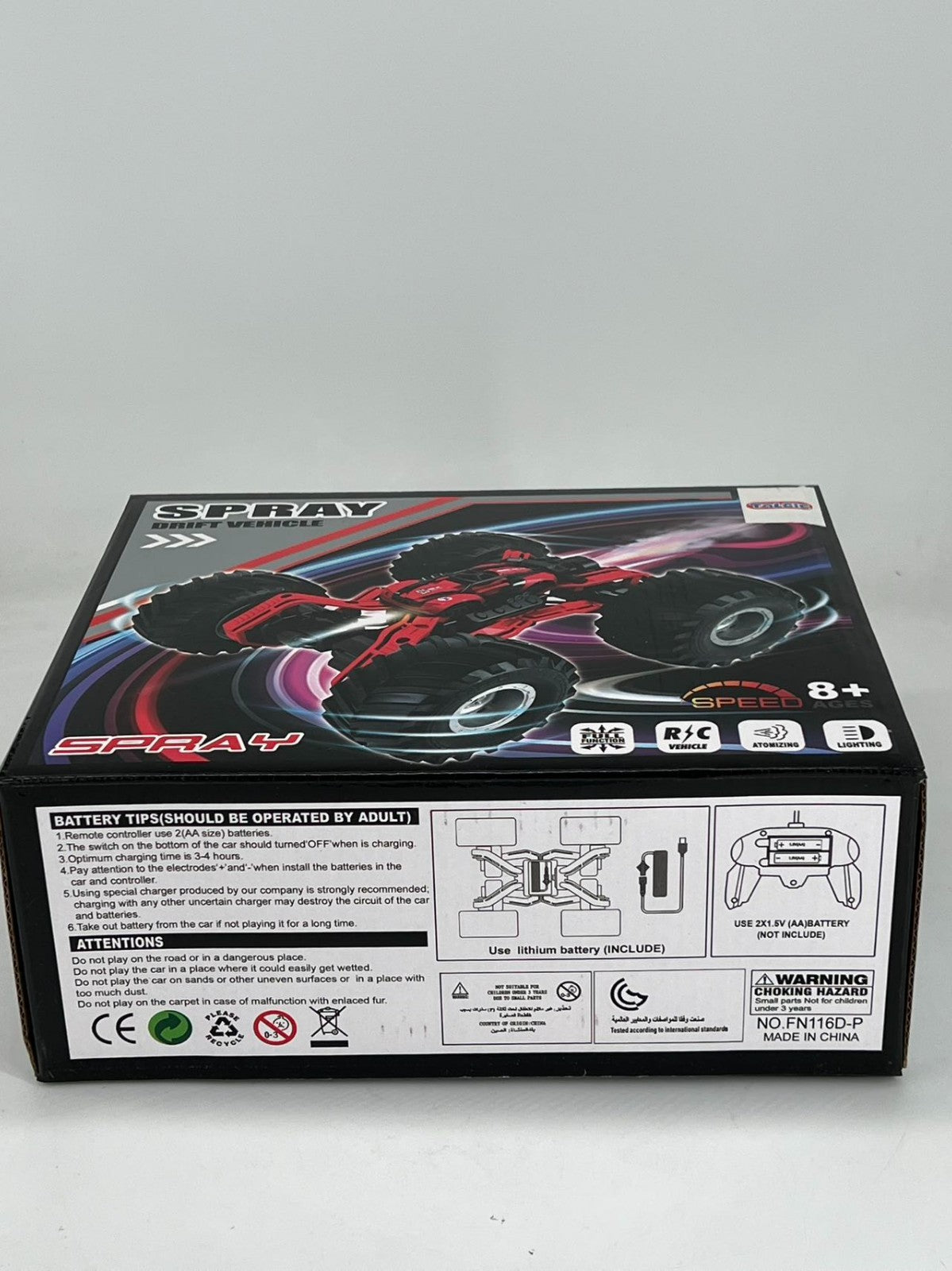 Spray RC Stunt Car 4WD Remote Control Monster Truck Lights 8+ Kids Toy