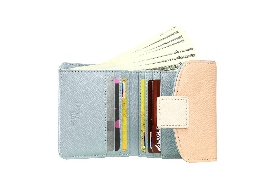 TRI-FOLD WALLET - RFID BLOCKING PROTECTION  COLOR：Cream/Pink/Blue