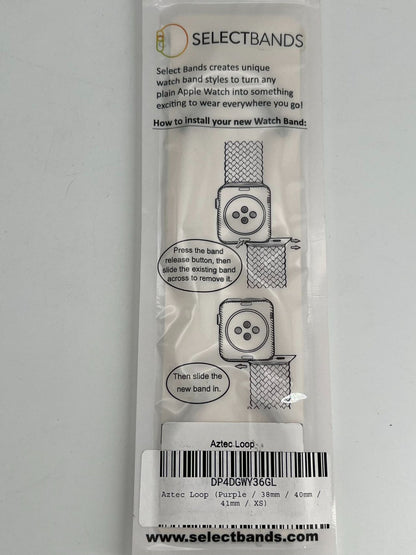 5-Pack XS  Aztec  Purple   Loop Watch Bands 0.8 x 5.6 Inch Fits 38mm/40 mm/41 mm