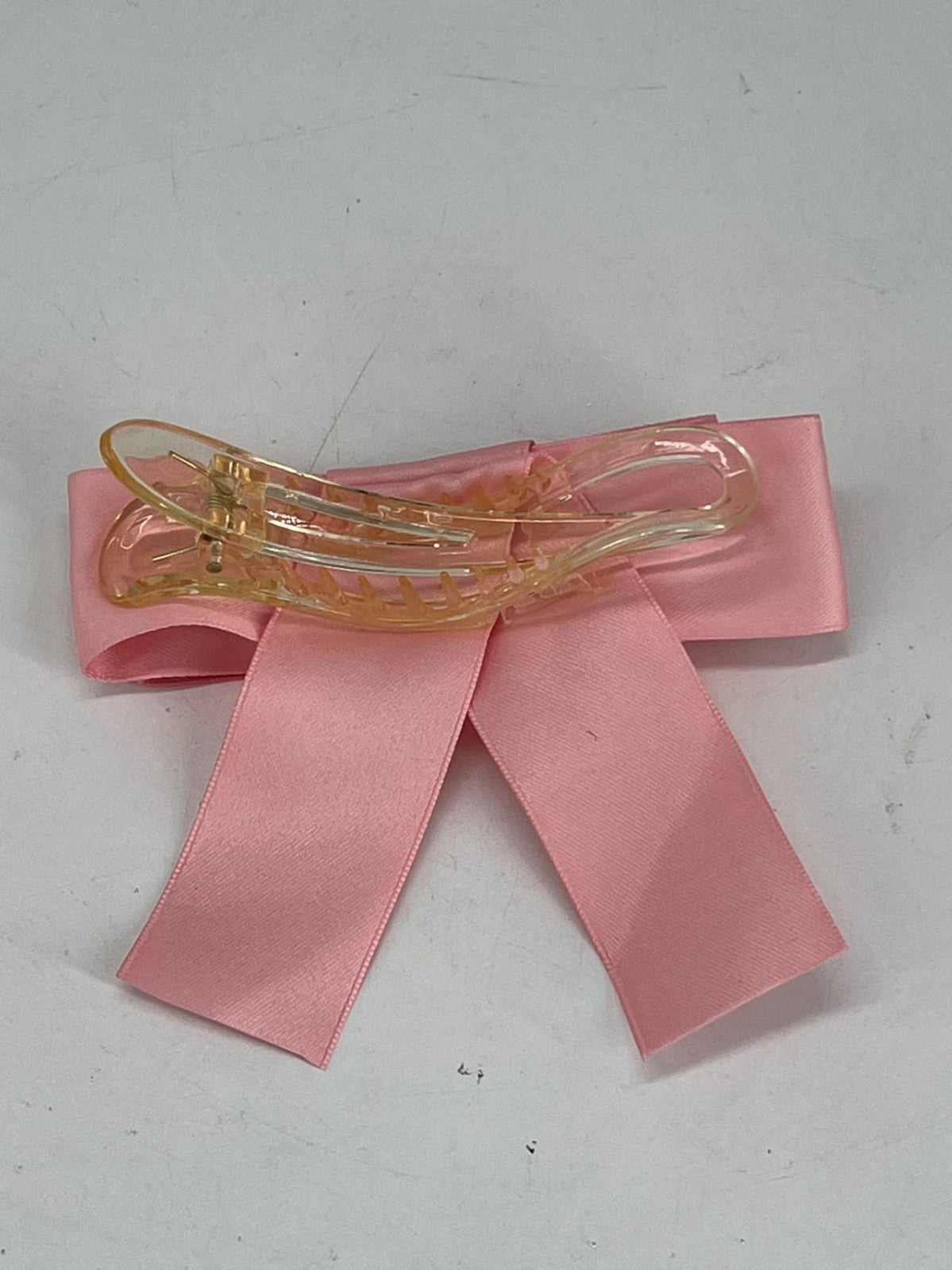 Pink Satin Stylish Bow Big Ribbon Bow Knot Hair Clip All Hair Types Non Slip