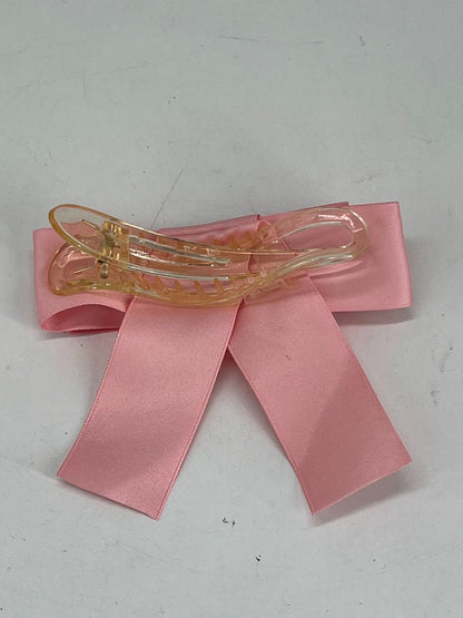 Pink Satin Stylish Bow Big Ribbon Bow Knot Hair Clip All Hair Types Non Slip