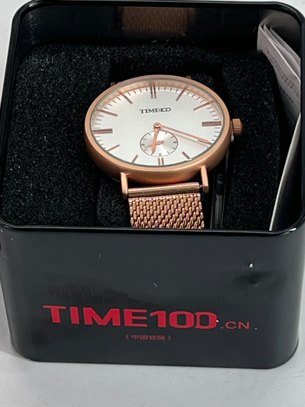 Simple Women's Watches Rose Gold Stainless Steel Mesh Band Waterproof 50M
