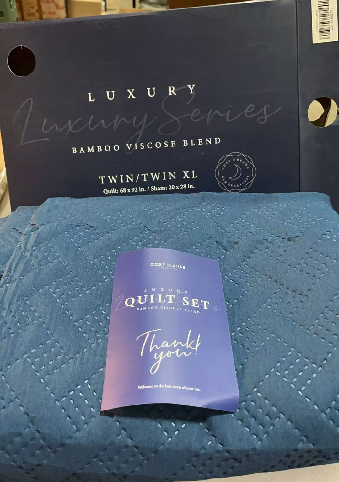 LUXURY  Navy Blue TWIN/TWIN XL Size Quilt Sets with Pillow Shams  All Seasons,(I