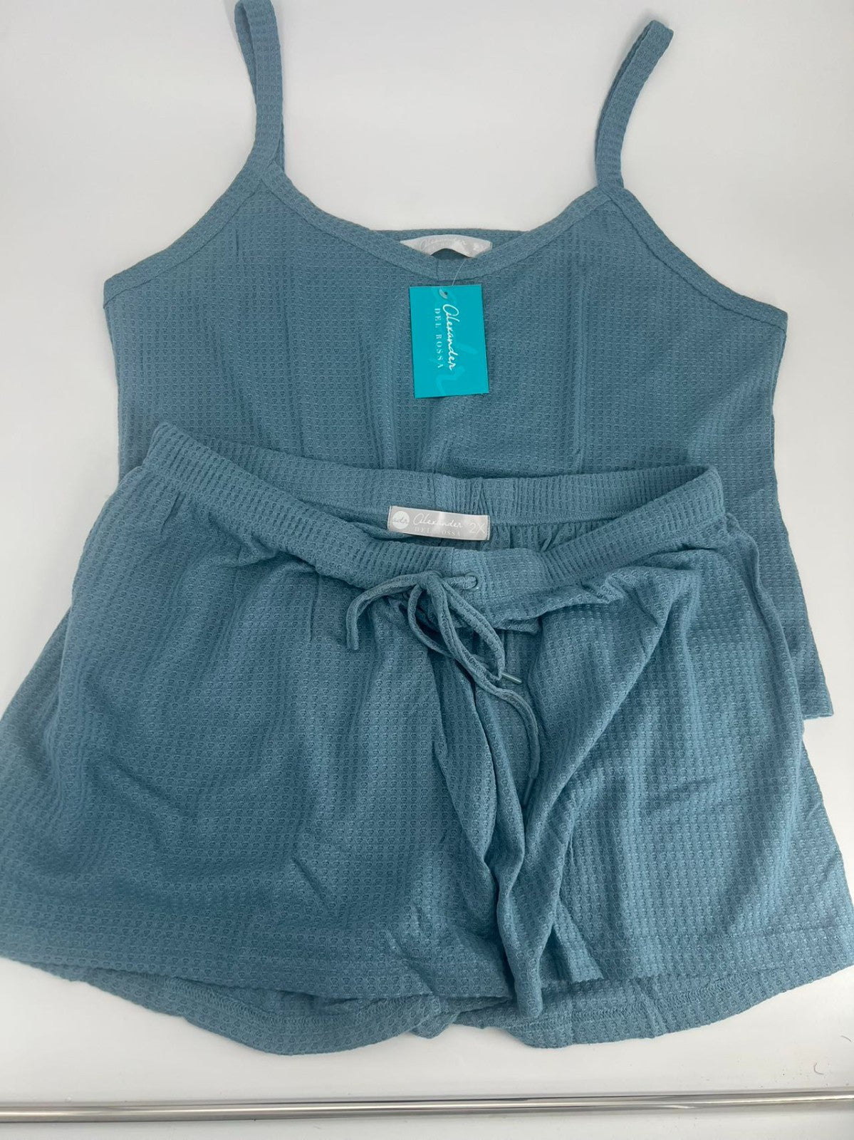 Women's Satin Sleeveless Top & PJ Shorts Pajamas Set Sky blue Size 2XL
