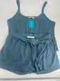 Women's Satin Sleeveless Top & PJ Shorts Pajamas Set Sky blue Size 2XL
