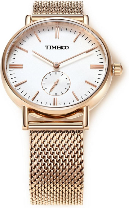 Simple Women's Watches Rose Gold Stainless Steel Mesh Band Waterproof 50M DW801