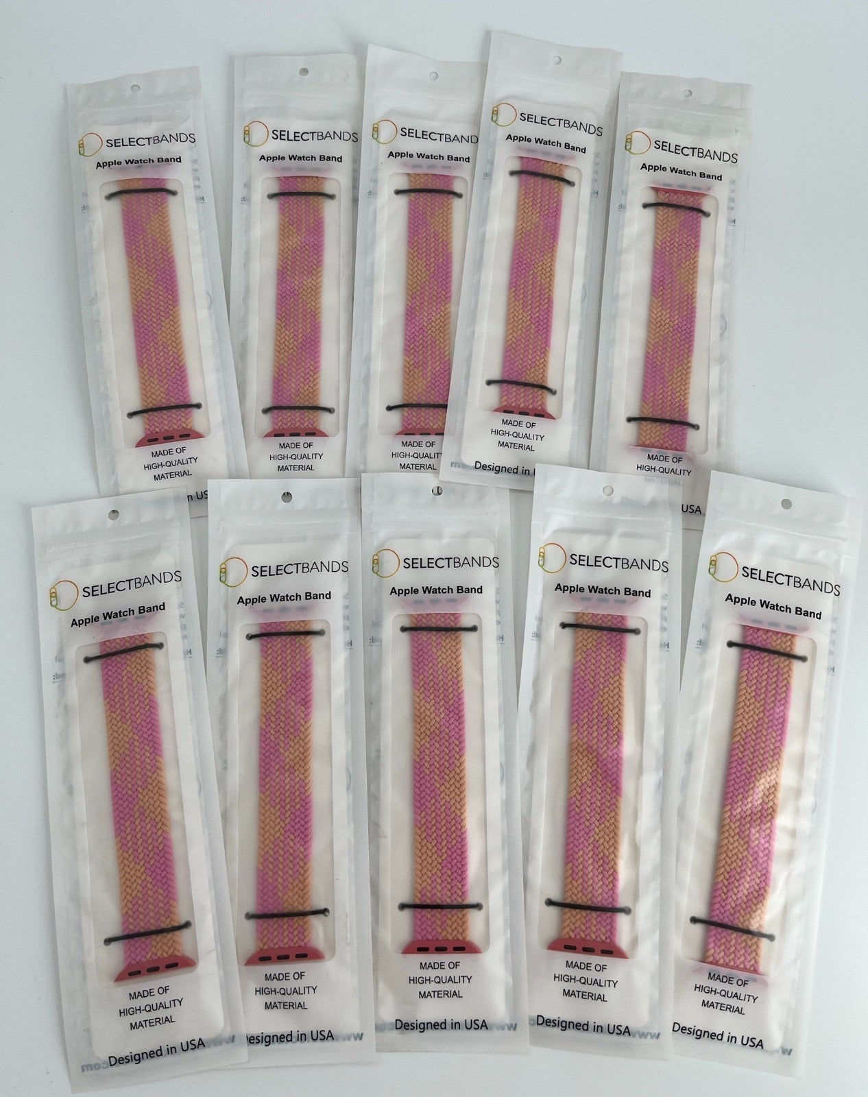 10-Pack  S  Champagne  Solid Loop Apple Watch Bands 0.8 x 5.5Inch , Fits 38mm/40