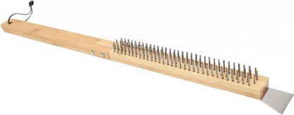 Pizza Oven Brush with Scraper, Pizza Stone Cleaning Brush, Brass Bristles Pizza