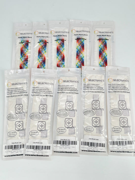 10-Pack  S   Red  Loop Watch Bands 0.8 x 6,2 Inch , Fits 42mm/44mm/45mm  Case