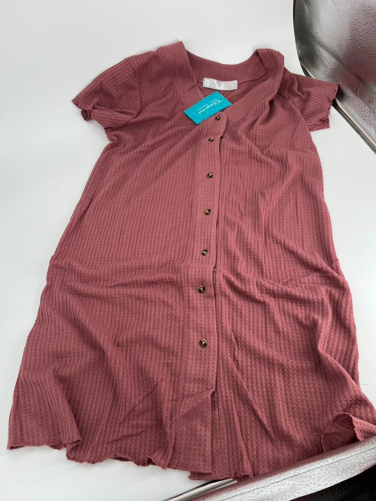 Lightweight Button Down Pajama Top Light rose red Size L