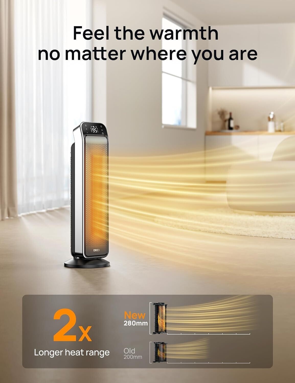 used-Fast Portable Room Heater with Remote and Thermostat, 3 Modes, Overheating