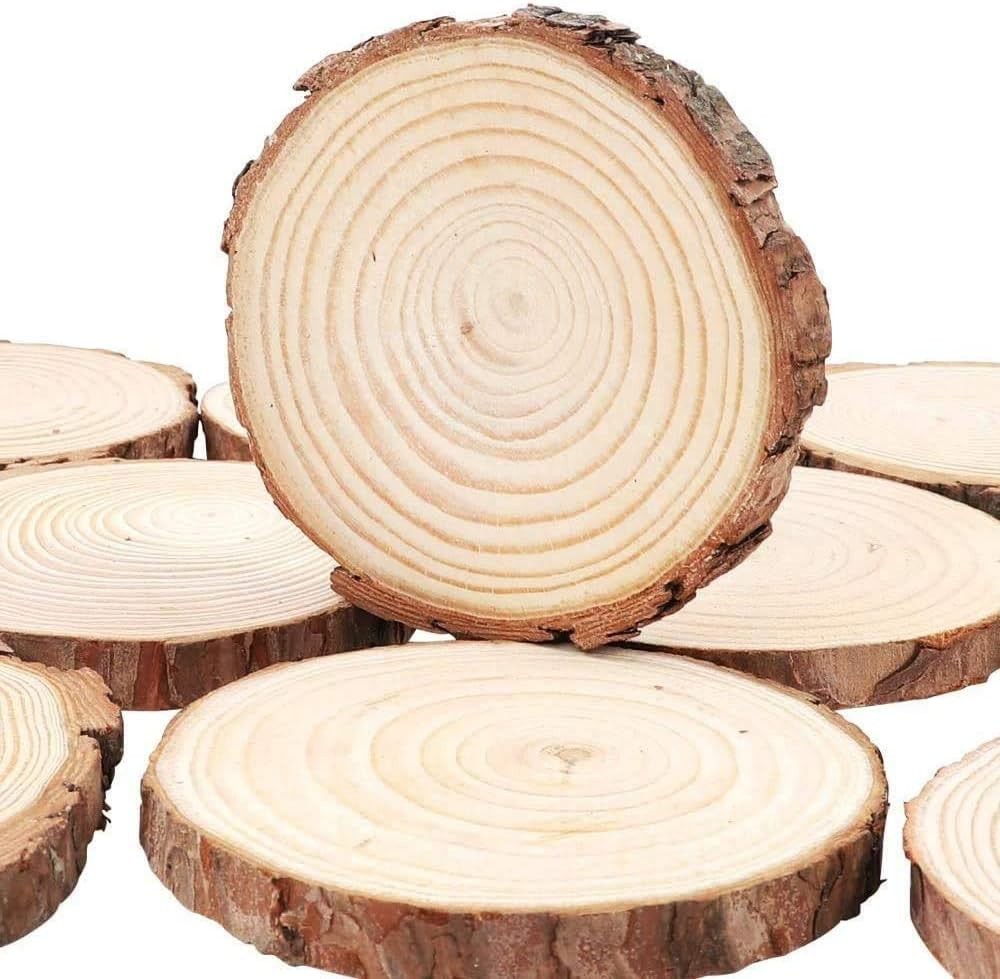 Unfinished Wood Slices – 115Pcs (3–3.5”) for DIY Crafts & Decor