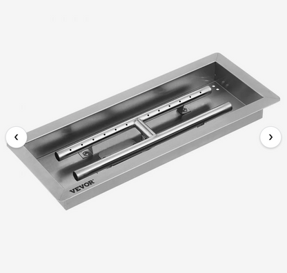 20.0x8.0 stainless steel fire pit pan with h-burner