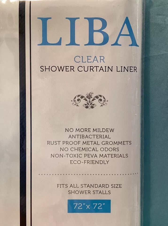 LIBA 72”X 72” Clear Shower Curtain Liner Peva Antibacterial, Rust Proof Grommets