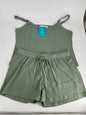Women's Satin Sleeveless Top & PJ Shorts Pajamas Set green Size XL