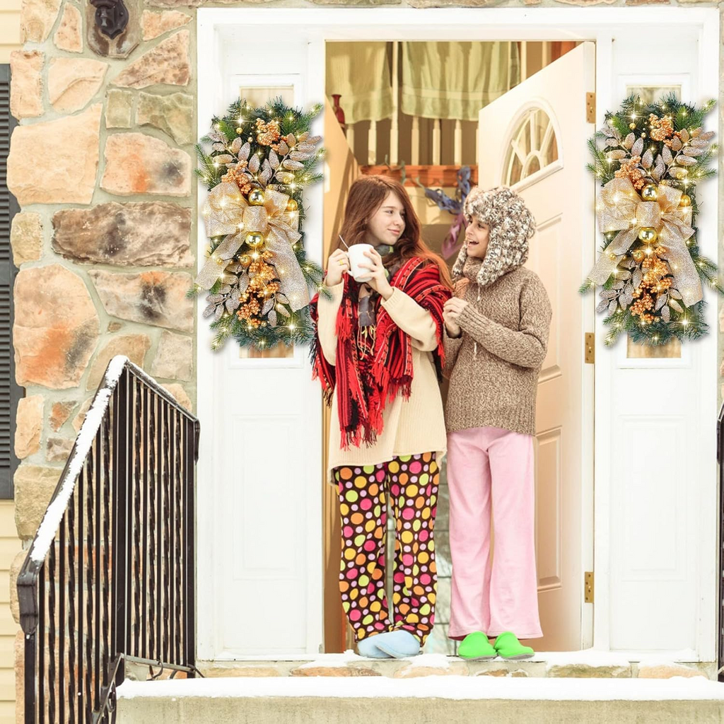 Christmas Stair Railing Wall Window Indoor Decor.