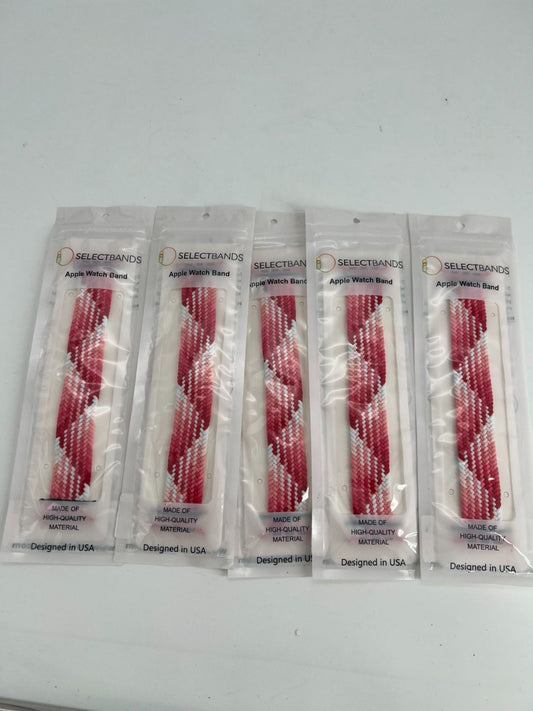 5- Pack M Color pink Rainbow Loop Watch Bands 0.8 x 6.7 Inch  Fits 42mm/44mm/45m