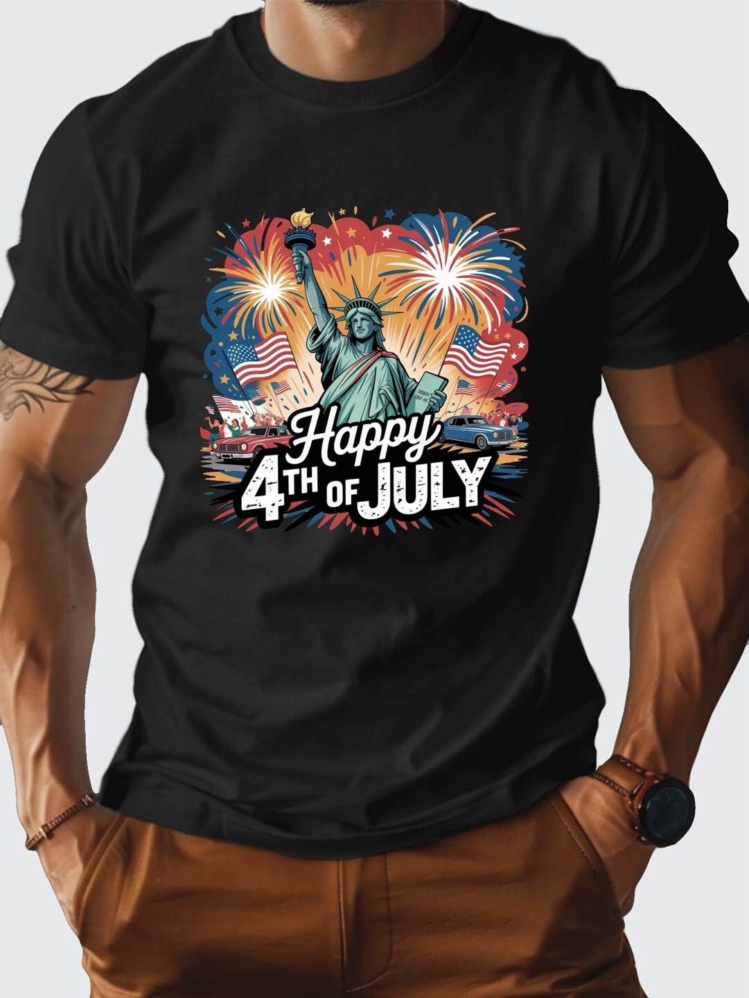 4th Of July Statue Of Liberty Patriotic Parade Size S-2XL T-Shirt