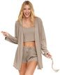 Women’s Knit Robe & Pajama Set, Shadow Beige, 2XL