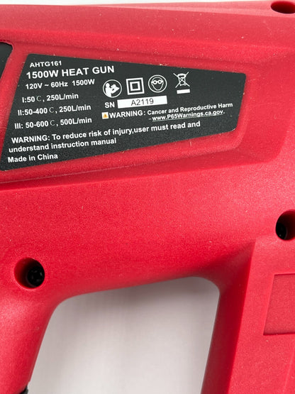 Variable Temperature Heat Gun, Max 1500W Power Consumption