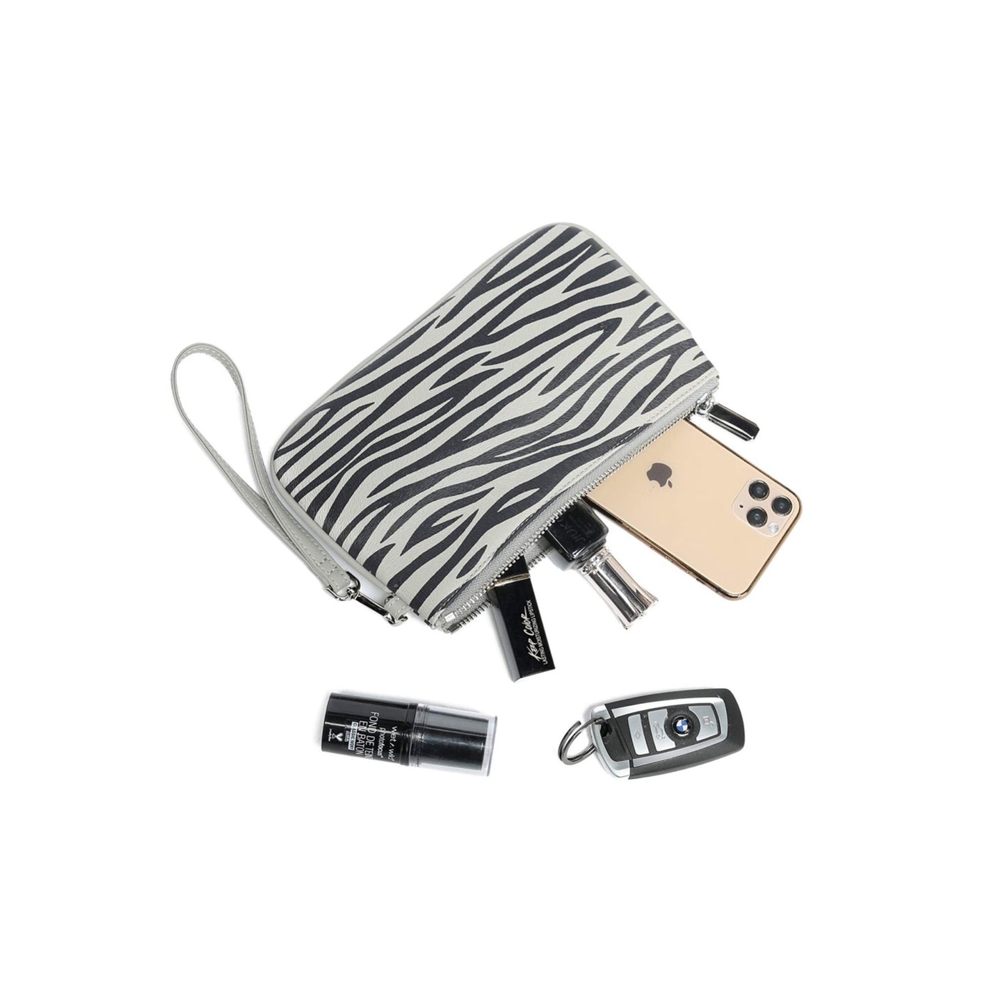 New Daisy Rose Cosmetic Travel Bag (Grey Zebra)