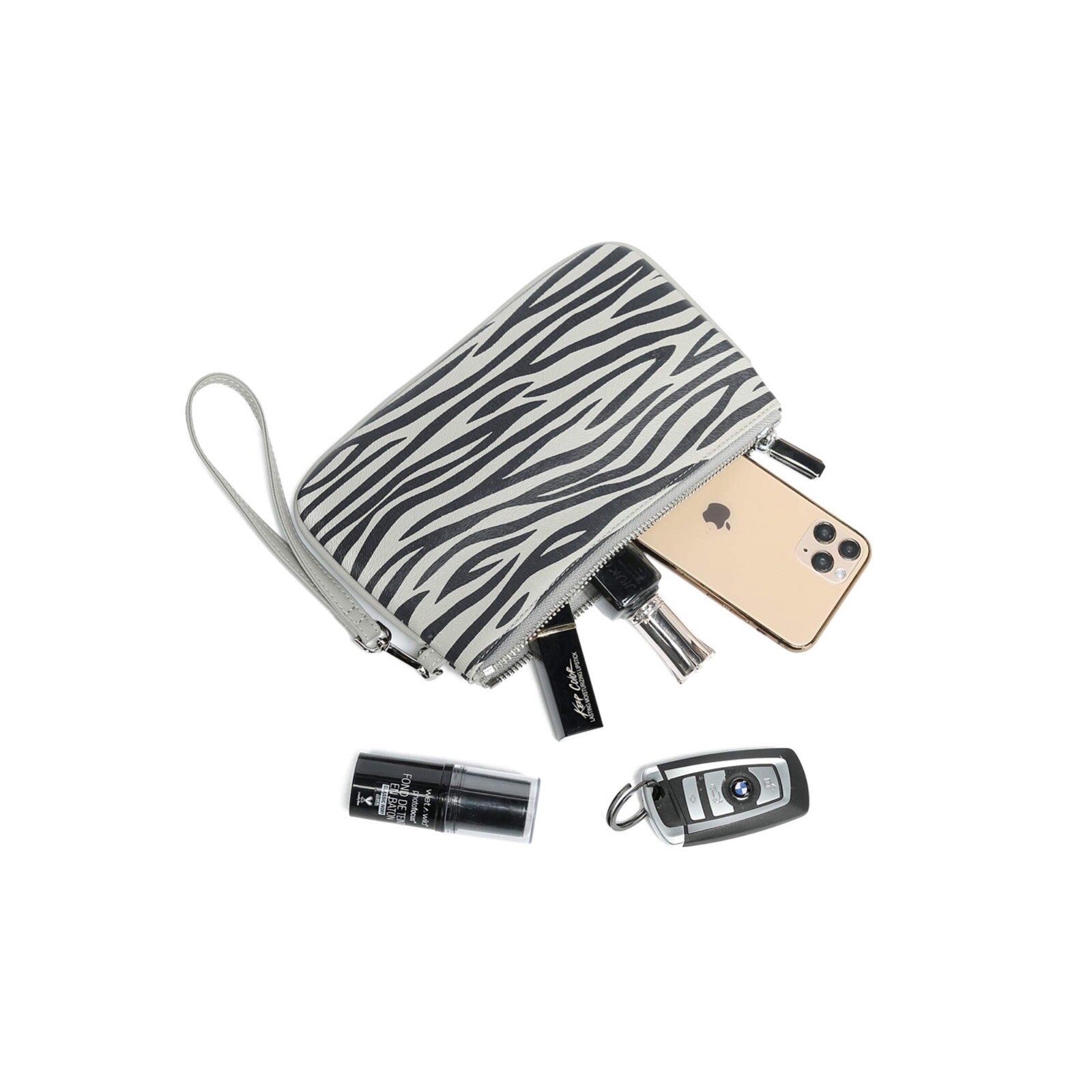 New Daisy Rose Cosmetic Travel Bag (Grey Zebra)