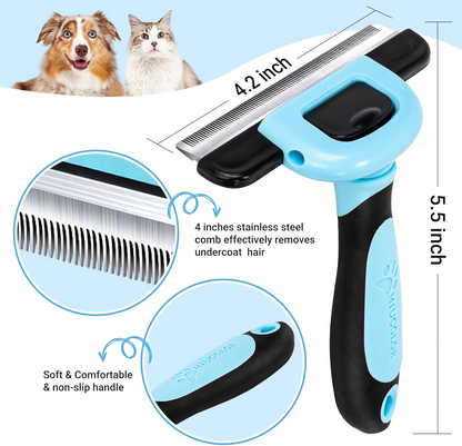 Pet Grooming Brush, Deshedding Tool for Dogs & Cats, Effectively Reduces
