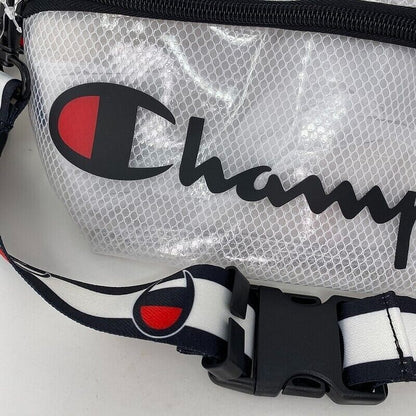 NWT CHAMPION Sling Waist Fanny Pack Travel Adjustable Script LOGO Clear See Thru