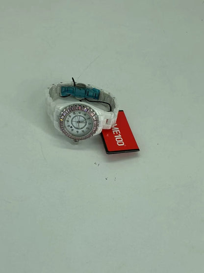 Rhinestone White Ceramic Watch Casual Lady Nice Dress Watches (Pink)