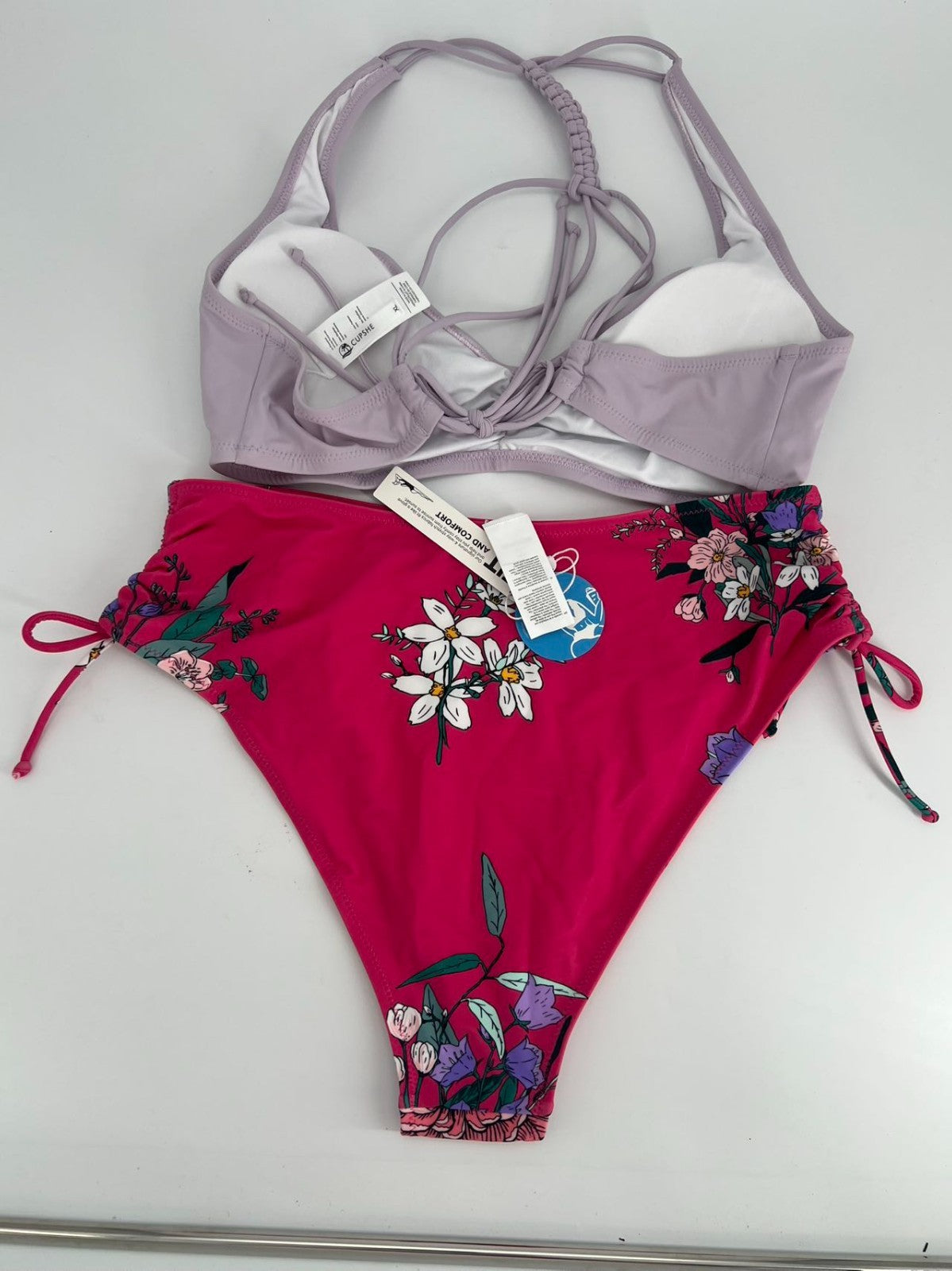 Cupshe Dreamy Gardens Wire Sweetheart High Waist Bikini New Size XL Top, XL