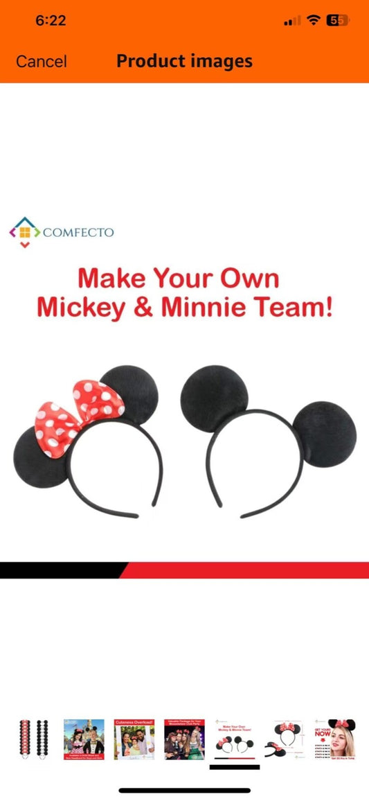 12pc Mickey Mouse Ears All Black Solid Headband Birthday Favors Minnie Costume