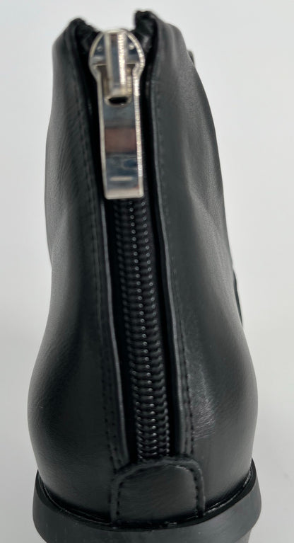 Black Women’s Pointed Toe Chunky Heel Western Ankle Boots with Chain, Size 11