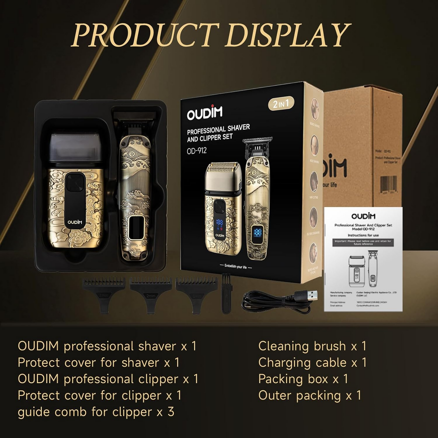 Men's Electric Head Shaver Hair and Beard Trimmer Grooming Kit,Facial Hair