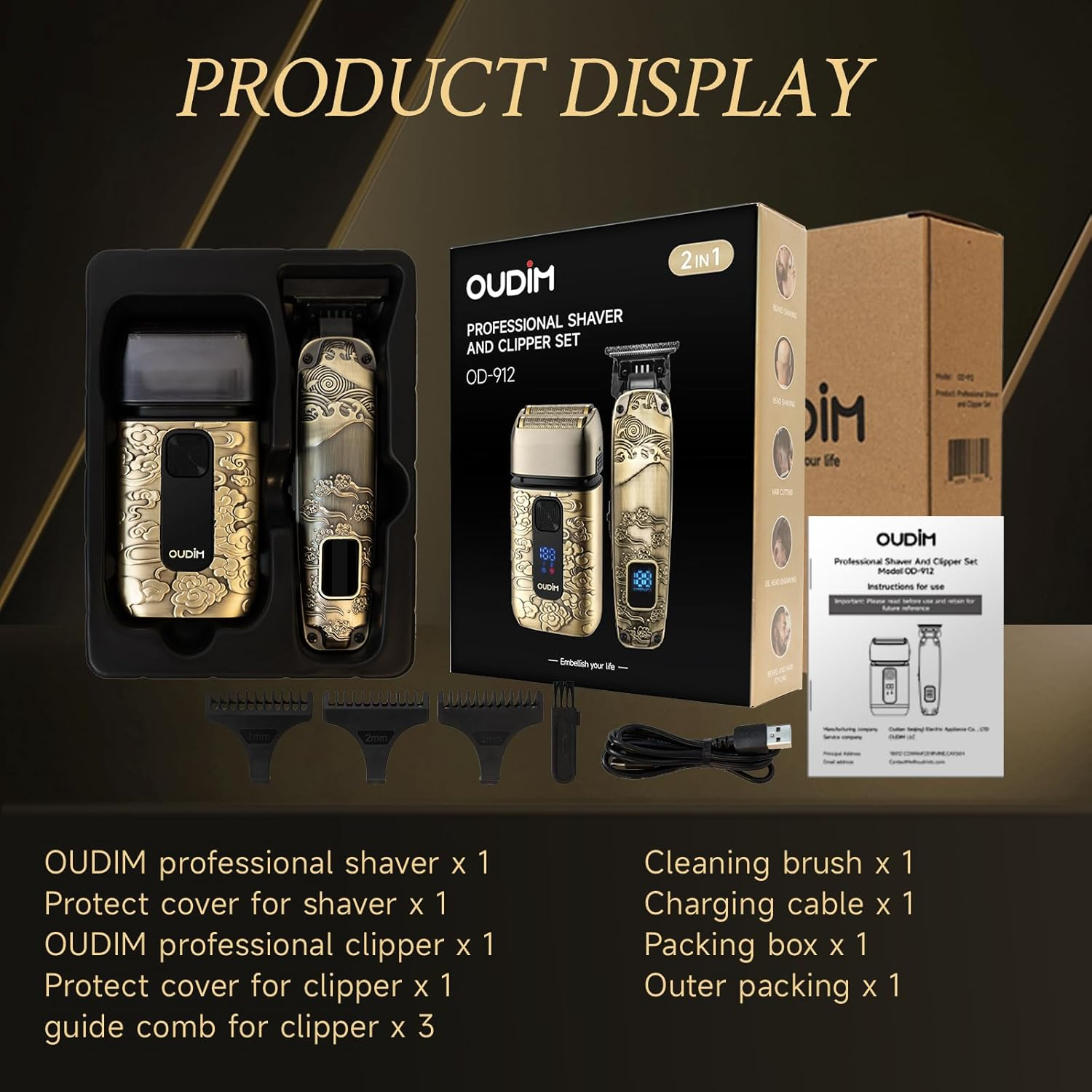 Men's Electric Head Shaver Hair and Beard Trimmer Grooming Kit,Facial Hair