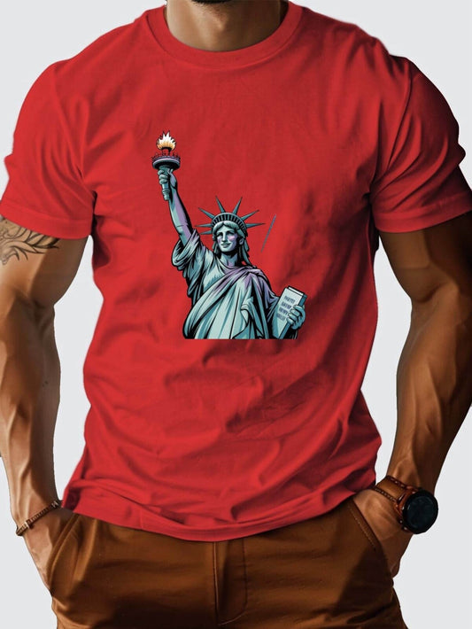 4th Of July liberty fireworks 180g pure cotton women's T-shirt  size S, M, L, XL