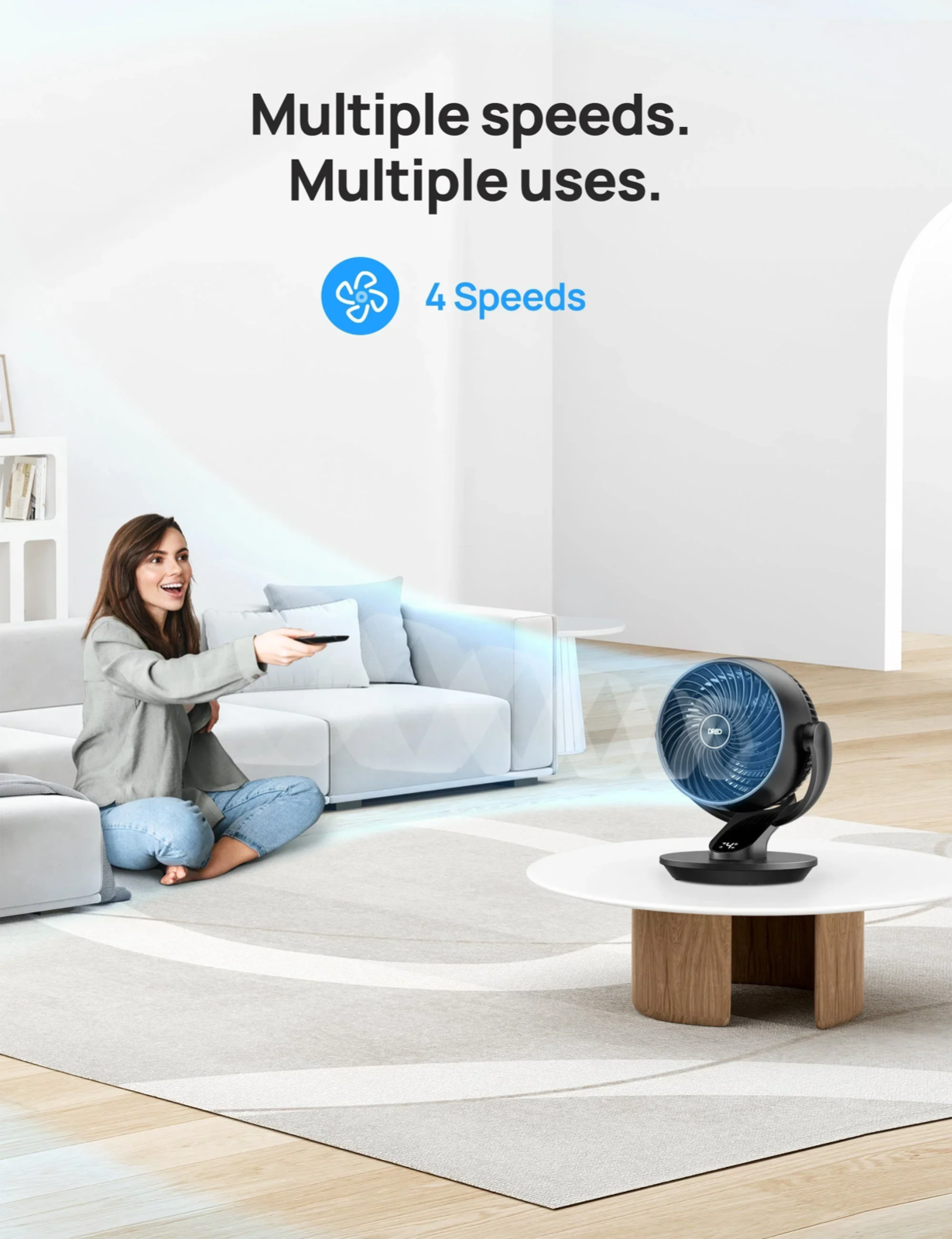 Dreo Desk Fan 13" Small Air Circulator Table Oscillating Fan Cooling with Remote