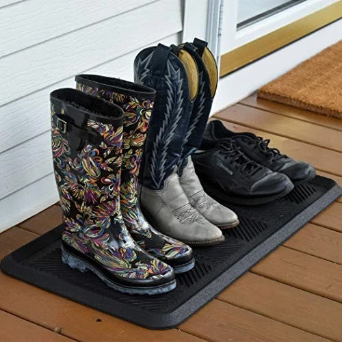 Durable 32 x 16 Inch Rubber Boot Tray Mat for Indoor Outdoor Use