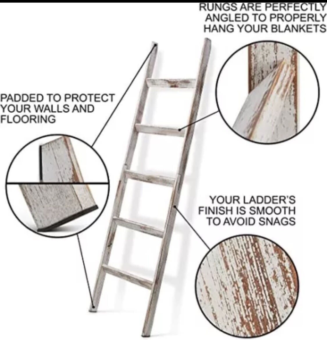 Short Birds Rustic 5ft Blanket Ladder - Farmhouse Home Decor