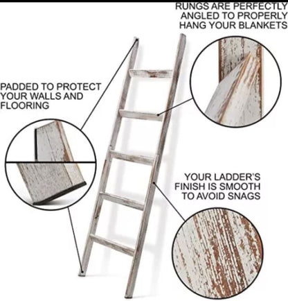 Short Birds Rustic 5ft Blanket Ladder - Farmhouse Home Decor