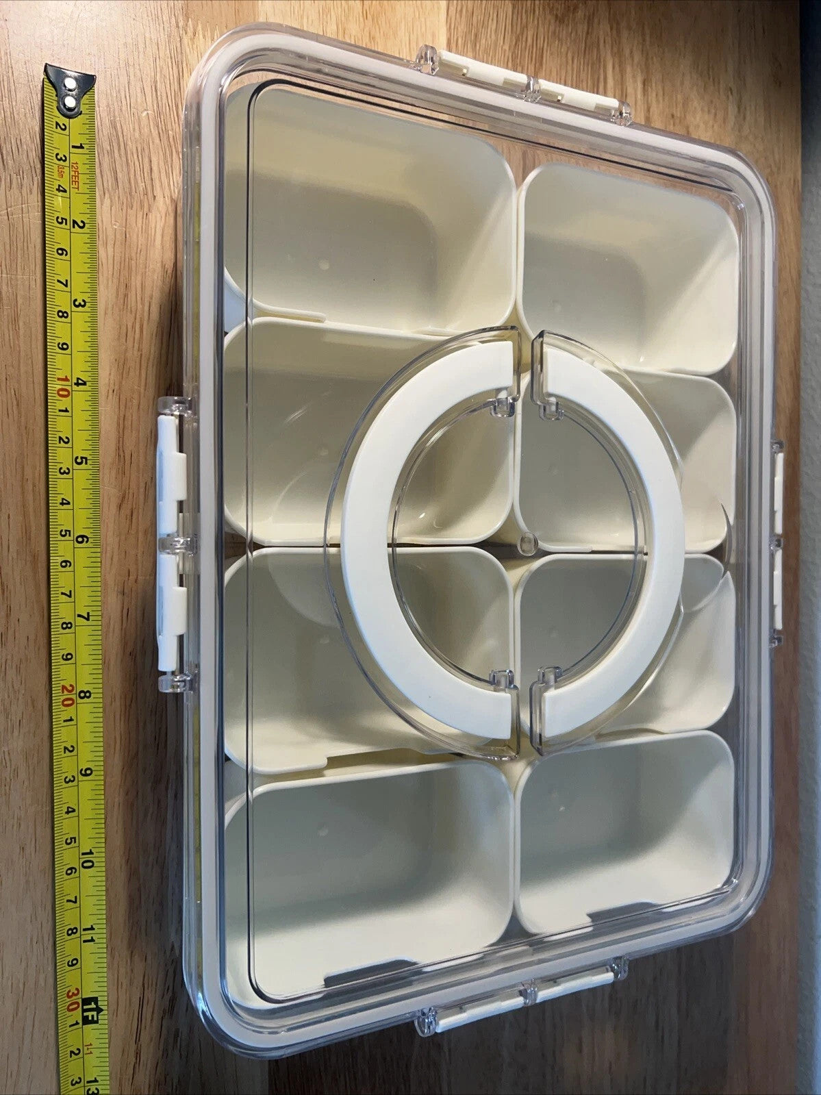 8 Compartment Snackle Box Container, Divided Serving Tray with Lid and Handle