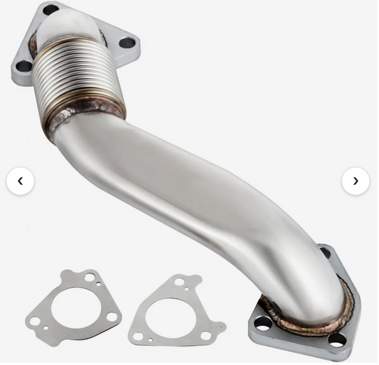 Header Bolt On Passenger Side up-Pipe with Gaskets Fits for 2001-2016 GM 6.6L