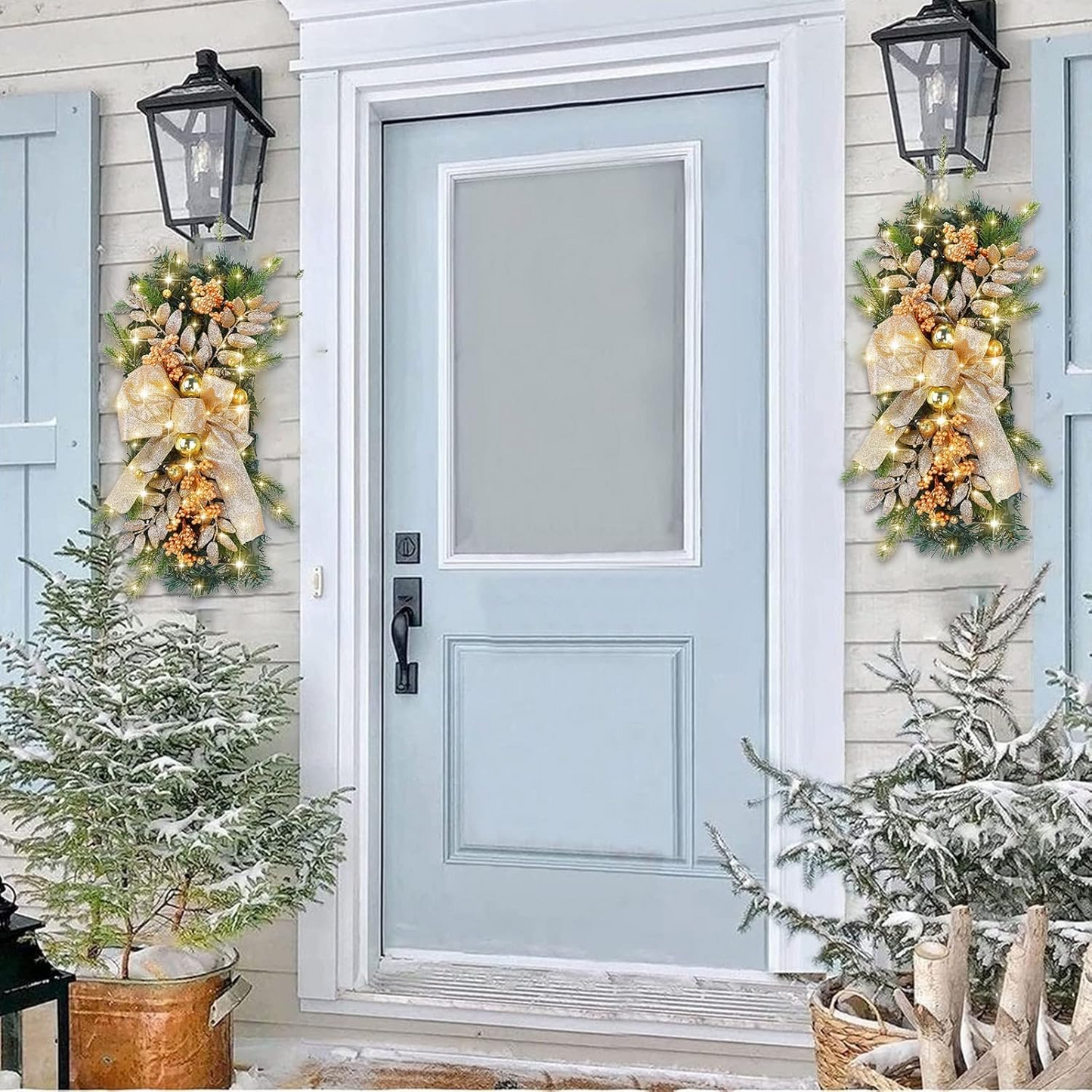 Christmas Stair Railing Wall Window Indoor Decor.