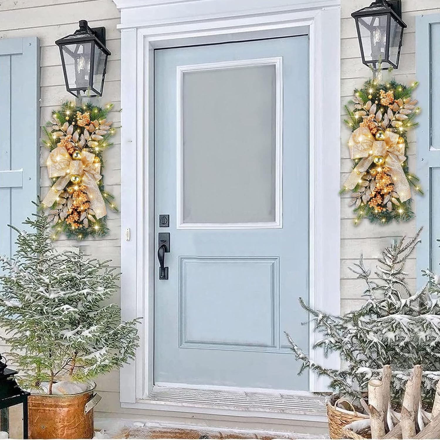 Christmas Stair Railing Wall Window Indoor Decor.
