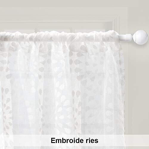 ZHH White Lace Valance Curtains Embroidery Semi Kitchen Valances H 15” x W 59”