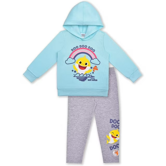 Baby Shark Girls 2 Piece Hoodie and Legging Set, Infant 3T