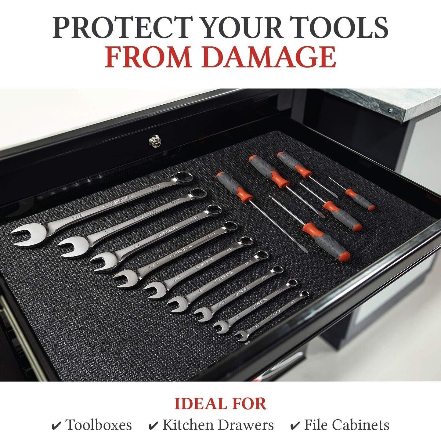 B&C Home Goods Anti-Slip Toolbox Liner - Adjustable, Protects Tools