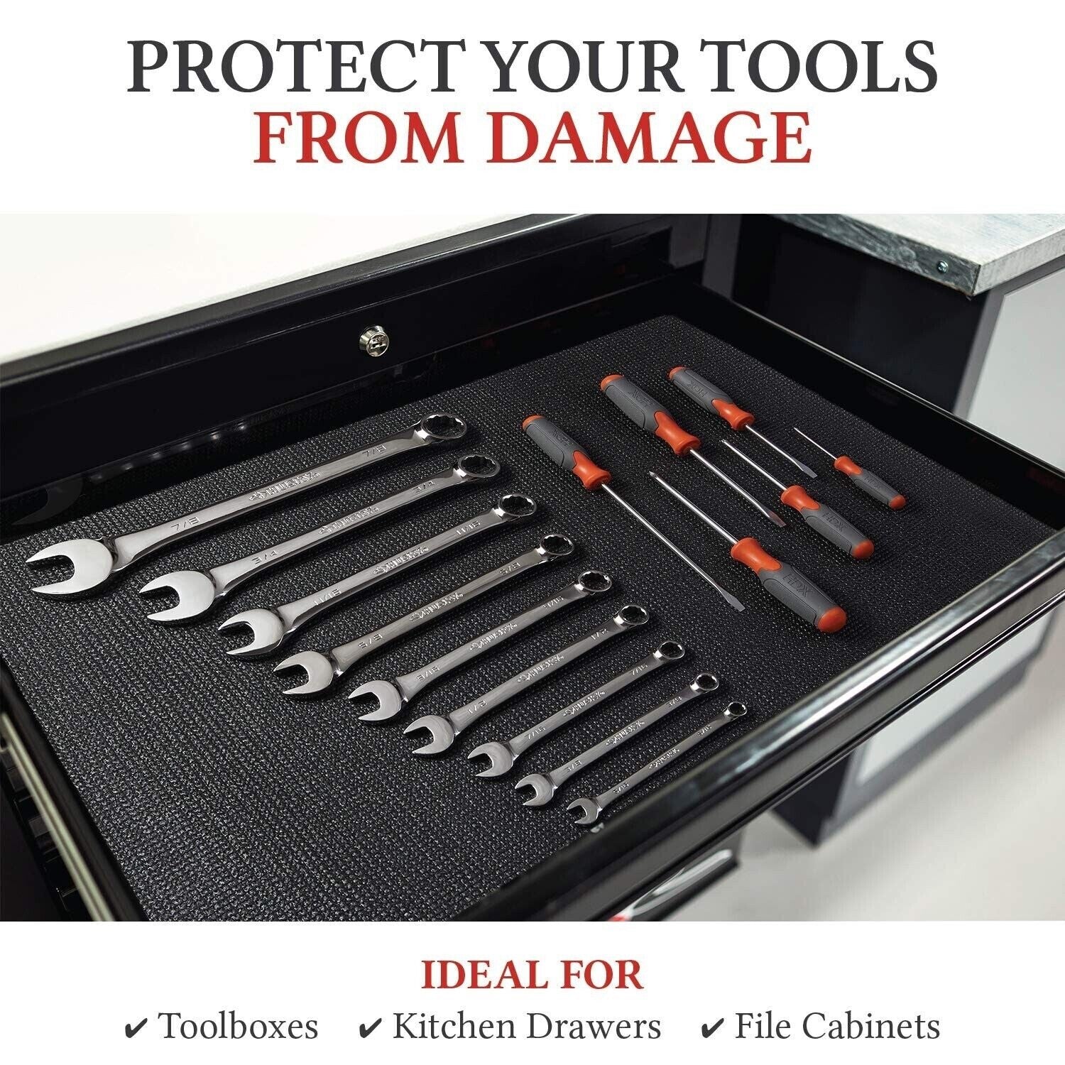 B&C Home Goods Anti-Slip Toolbox Liner - Adjustable, Protects Tools